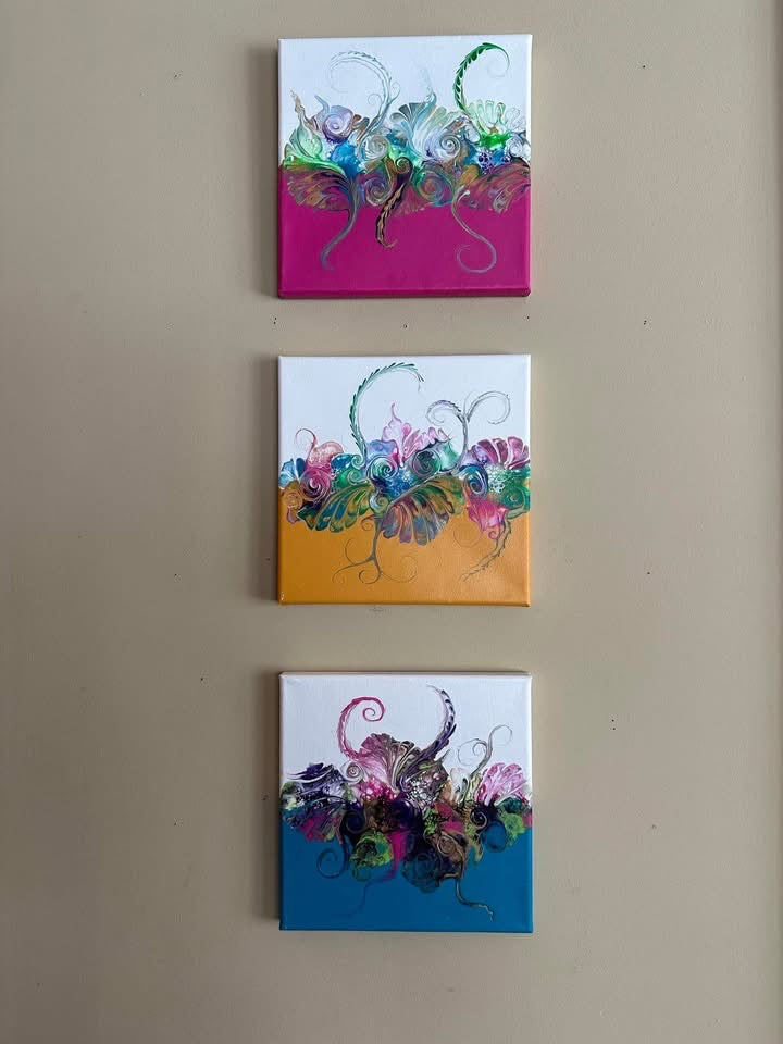 Set of 3 8 x8 Paintings