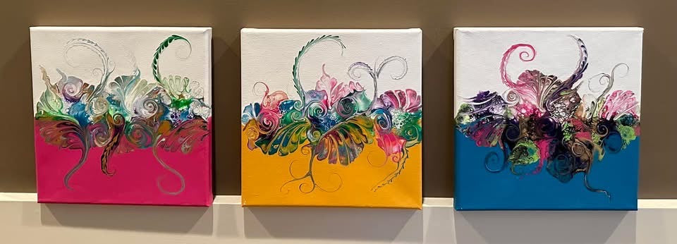 Set of 3 8 x8 Paintings