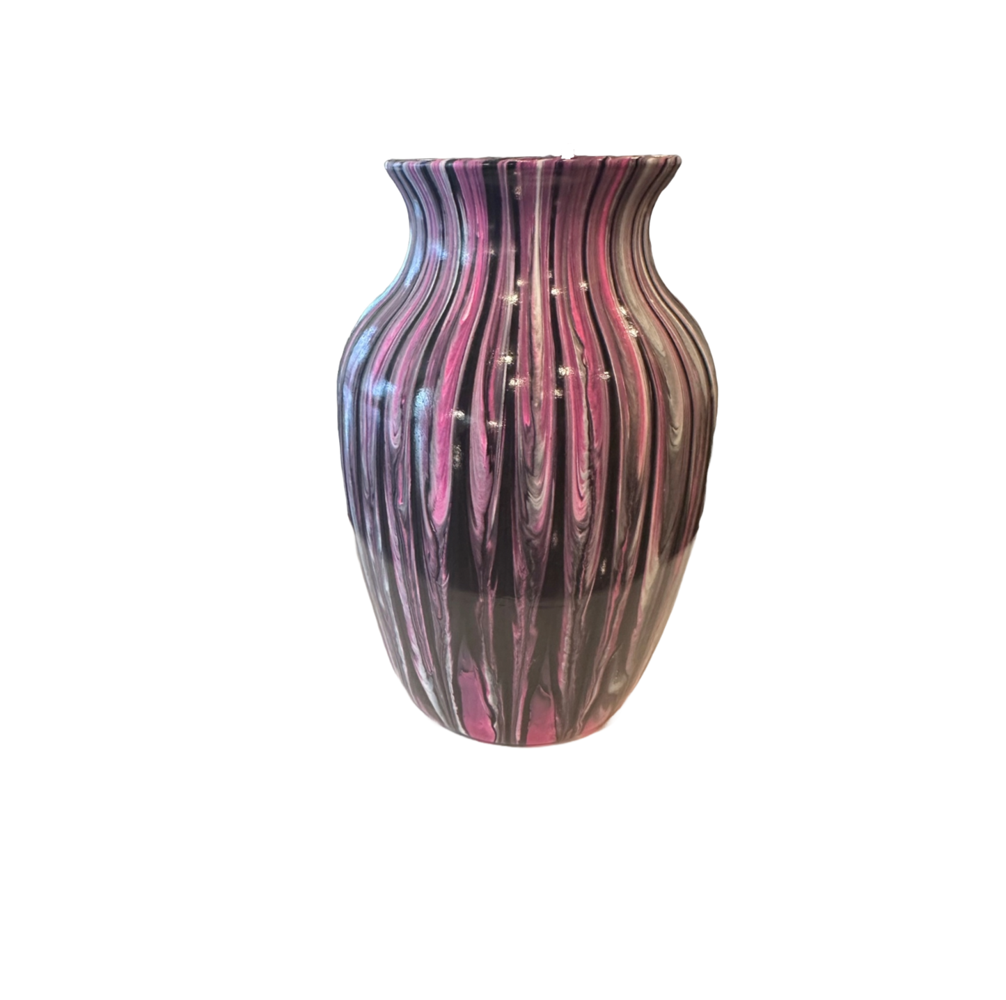 Decorative Pink and Black Glass Vase