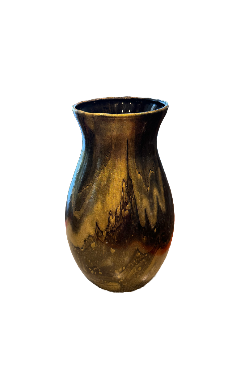 Decorative Black and Gold Glass Vase