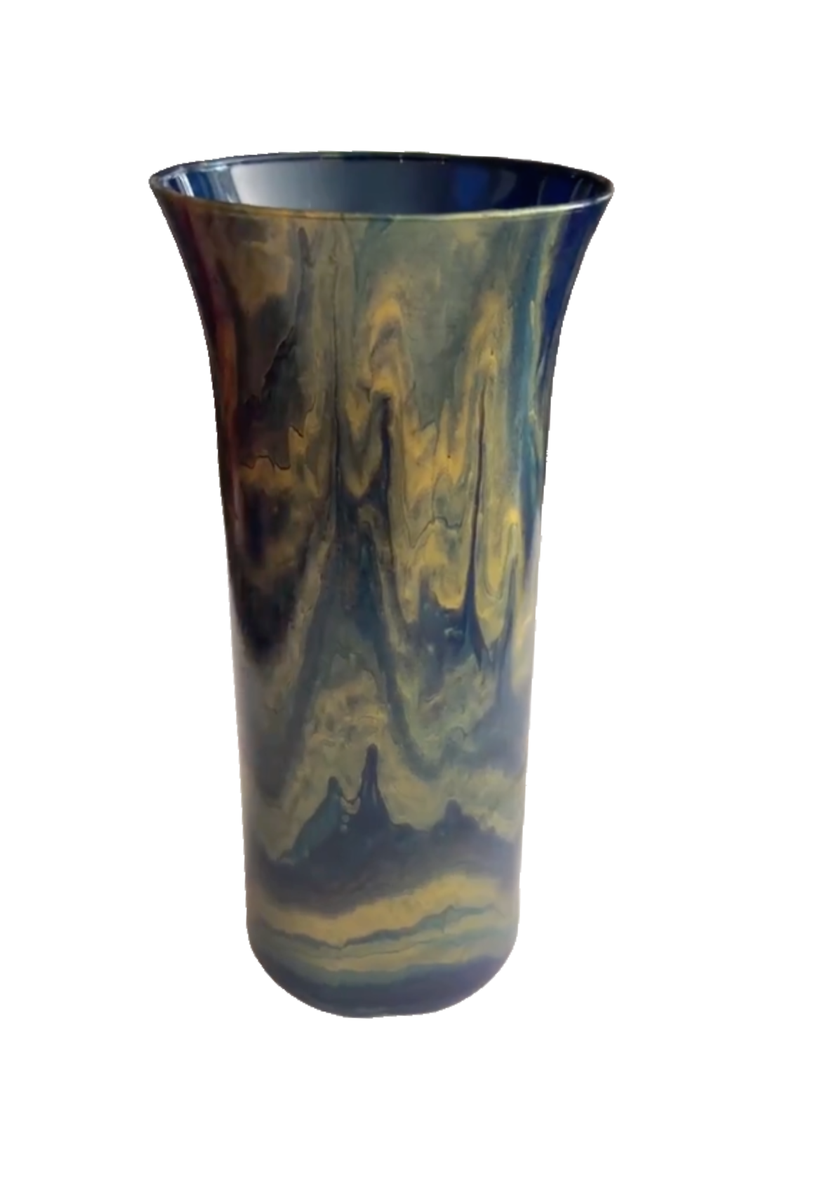Decorative Phylo Blue and Gold Glass Vase