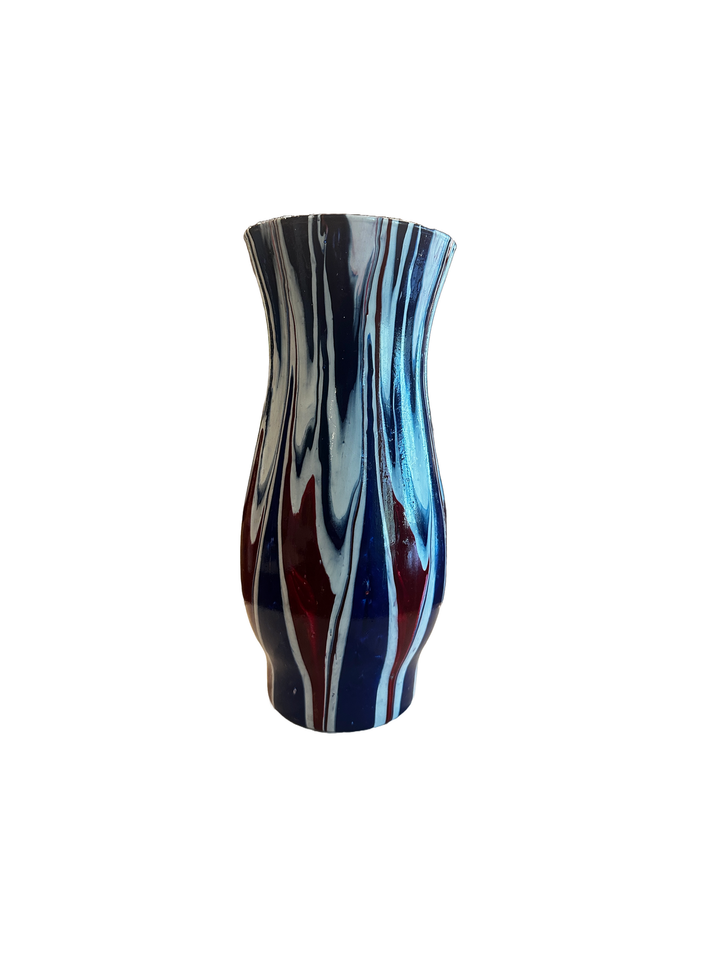 Decorative Red White and Blue Americana Glass Vase